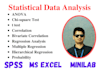 do anova, correlation, regression, chi square, t test using spss excel
