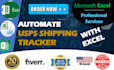automatically retrieve usps package tracking from excel