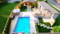 do 3d terrace, pool front and backyard landscape design
