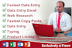 do fastest excel data entry, copy paste, PDF to excel, web research