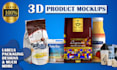 design professional 3d product packaging mockup and labels