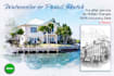 watercolor painting or pencil sketch house and landscape