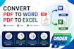 convert pdf to word and excel