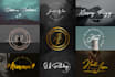 design 2 signature handwriting scripted logo and watermark