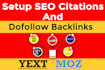 setup top 50 google indexing local SEO citations and 50 dofollow backlinks