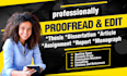 professionally proofread and edit thesis, dissertation, text