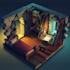 make 3d low poly isometric scene