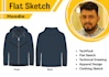 create technical flats sketch and fashion tech pack