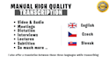 transcribe any video or audio to english, czech and slovak