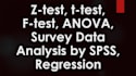 do regression, t test, anova, survey data analysis, correlation, and report