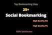 do 25 social bookmarking backlinks on high da