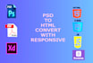 convert PSD PDF to HTML CSS bootstrap javascript responsive with animated