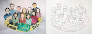 illustrate group portrait in watercolor