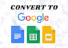 convert PDF to word,  power point, google docs, typing services