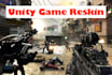 reskin 2d, 3d unity games or do unity game development