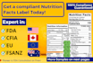 create fda, cfia, eu, fsanz compliant nutrition facts label