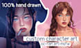 draw custom oc, fan art, character illustration
