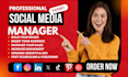 be social media manager, monthly social media post design ,scheduling