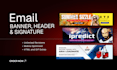 design sleek email banner, header, signature and web banner