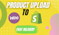 upload product to woocommerce or shopify store