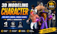 sculpt a 3d character model for unity, unreal, games, animation