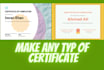 create professional certificate and visiting card designs