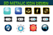 make metallic 3d icon, button for web and mobile application