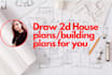 draw house plans and building plans on autocad for you