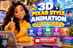 create 2d and 3d kids learning videos for youtube