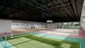 3d rendering sport complex, gym, stadium, indoor academy, pickleball court video