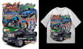 retro automotive tshirt, car show design