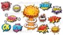 design comic logo, comic text, slogan, cartoon words and pop art