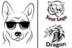 draw black and white line art vector silhouette logo outline