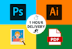 do any photoshop editing work, resize, background remove in 1 hour