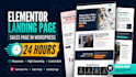 build elementor landing page or sales page in 24 hours