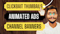 create clickbait thumbnail youtube, logo and banner facebook instagram