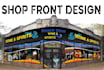 design creative and trendy shopfront, window graphics, storefront and billboard