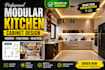 design realistic modern kitchen interior with 3d render