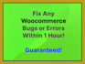 fix any woocommerce issues, bugs, or troubleshoot errors within 1 hour