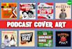 design illustrated podcast cover art and logo