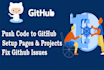 push code to github, setup github pages, projects