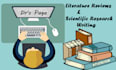 write scientific research, literature survey, and summeries