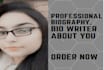 be your bio, biography writer