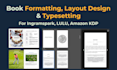 format ebook, paperback for ingramspark, lulu, KDP