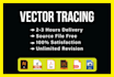 vector tracing, convert to vector and raster to vector in 2 hours