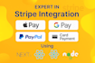 integrate stripe, apple pay, google pay, paypal in react, node, or react native