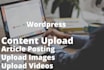 upload content, article posting, blog post on wordpress