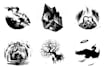 create woodblock and scratchboard style illustrations