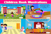 draw children book illustrations, children story or cover
