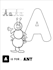 give alphabet exercise with cartoon illustration